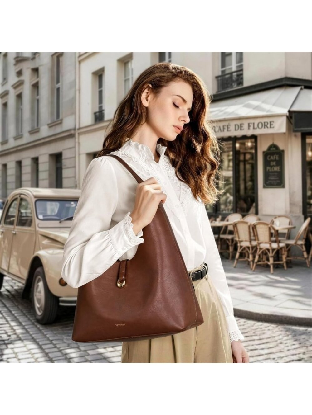 Chic Slouchy Hobo Bag for Women, Large PU Leather Shoulder Tote with Wallet - Picture 2 of 8